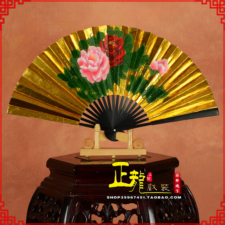 重庆京剧戏曲戏剧贵妃醉酒牡丹折扇儿童扇子7寸8寸9寸 金扇