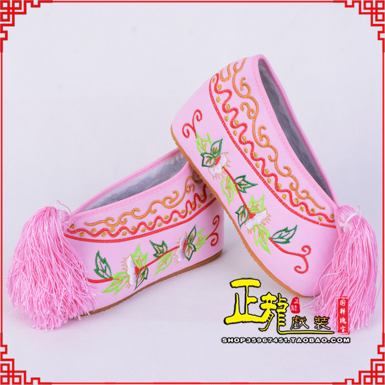 重庆花旦鞋女绣花彩鞋 舒适款草花内高彩鞋